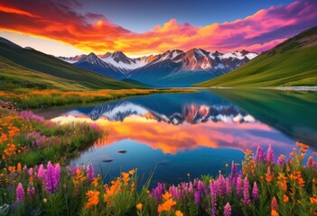 breathtaking landscape featuring unspoiled natural wonders majestic lush crystal clear waters under vibrant sky, nature, mountains, greenery, scenery