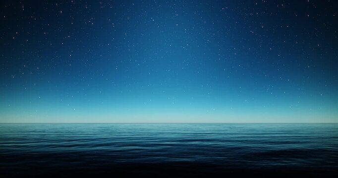 Wave sea beach and night sky with stars abstract background. Nature and summer concept. 3d render.	
