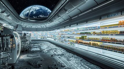 Futuristic Lunar Supermarket Offers Innovative Augmented Shopping Experience