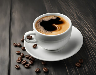 Fototapeta premium Realistic White Cup Of Coffee On Yellow Background