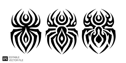 Fototapeta premium spider tribal tattoo Illustrations Clip Art Graphic Design Elements Black and White Vector Silhouette