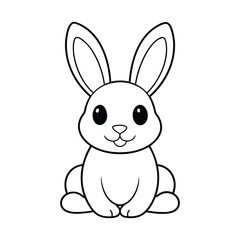 Fototapeta premium Bunny Outline Design, Bunny Clipart, Cute Baby Bunny illustration in black and white