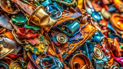 Naklejka premium A Symphony of Rust: A Close-Up of Recycled Metal AI Generated