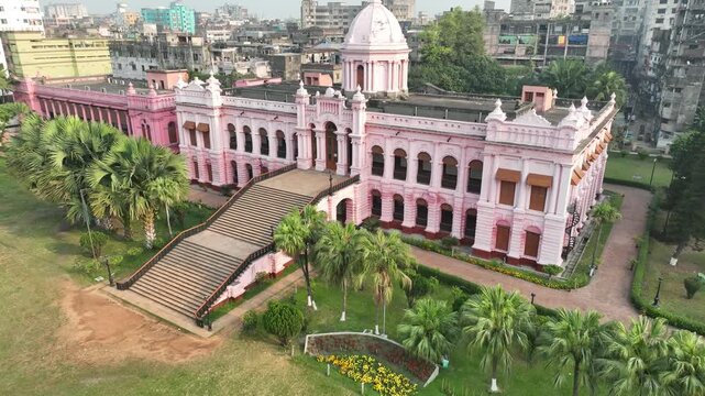 Aerial view of Ahsan Manzil, a popular travel destination in Dhaka, Bangladesh