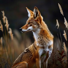 Graceful Ethiopian Wolf in the Highlands of Ethiopia
