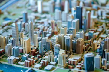 Obraz premium Model Cityscape: A Miniature Metropolis