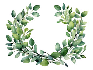 Beautiful Watercolor card template design with eucalyptus leaves and branches