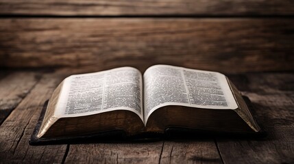 Open Book on Wooden Table