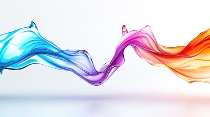 Obraz premium Abstract flowing waves of blue, purple, and orange colors blending together on a white background, creating a dynamic and vibrant visual effect.