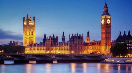 Fototapeta premium Illuminated Westminster at Dusk