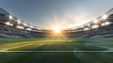 A Modern Soccer Stadium at Sunset