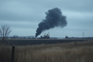 Industrial Smoke Plume in a Bleak Landscape