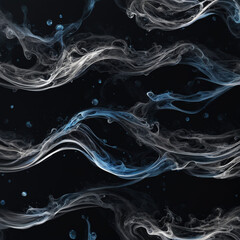 Abstract aesthetic black background with splashes of blue and white ink forming a current of waves | Variant 4