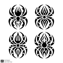 Spider vector illustration black and white silhouette graphic design template