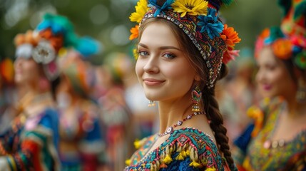 Fototapeta premium Authentic cultural celebration featuring traditional folk dances colorful decorations, and a festive atmosphere filled with music and joy