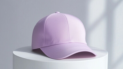 Fototapeta premium Isolated lilac baseballcap on white background mockup