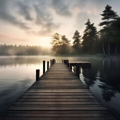 Old Wooden Dock by the Lake