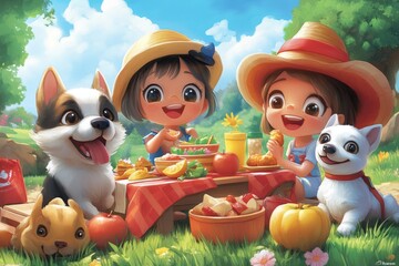 Picnic with Friends and Dogs