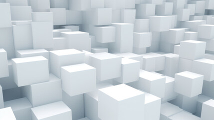 Large number of white cubes arranged in a seemingly random pattern. Cubes Background, Wallpaper.
