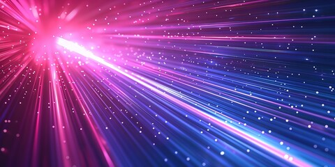 Fototapeta premium Abstract background with pink and blue light rays and bokeh effect.