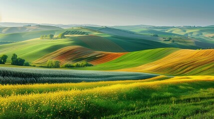 Obraz premium Rolling Hills and Fields in the Czech Republic