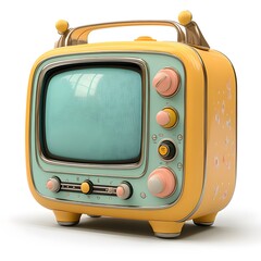 Isometric 3D rendering of a vintage television model on a white background, ideal for interior designer showcases.