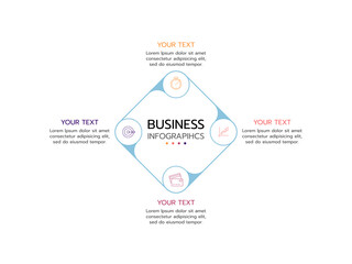 Obraz premium Business data visualization with 4 options. timeline infographic icons designed for abstract background template.