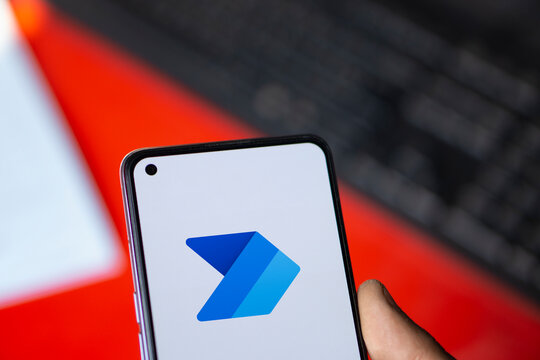 Dhaka, Bangladesh- 13 Aug 2024: Microsoft Power Automate logo is displayed on smartphone.