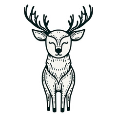 Naklejka premium deer doodle hand drawn animal vector illustration template design
