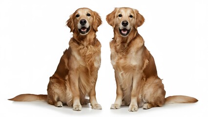Two golden dogs isolated on transparent background