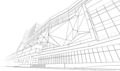 Obraz premium 3d rendering sketch of modern building 