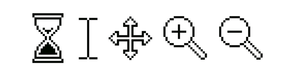 Cursor icon pixel. Computer pixel cursor.