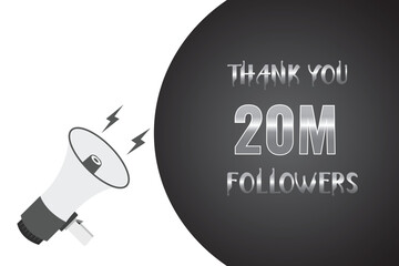 2000000 OR 20m followers celebration. Thank you 2000000 followers congratulation template banner. banner for social 20m friends and followers. celebrate subscribers and followers.
