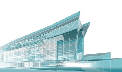 3d rendering sketch of modern building 