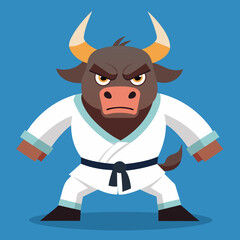 Fototapeta premium karate bull maskot in kimono