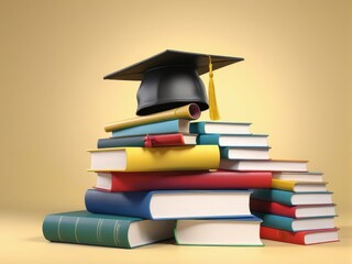 Graduation Cap on a Stack of Books