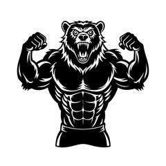 Ferocious Bear Athlete Vector Illustration - Cartoon, Clipart, and Line Art Design
