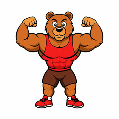 Ferocious Bear Athlete Vector Illustration - Cartoon, Clipart, and Line Art Design