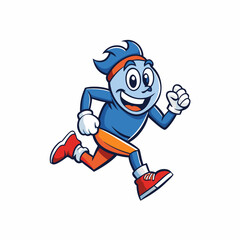 Running Logo Vector Illustration - Cartoon Clipart and Line Art Design