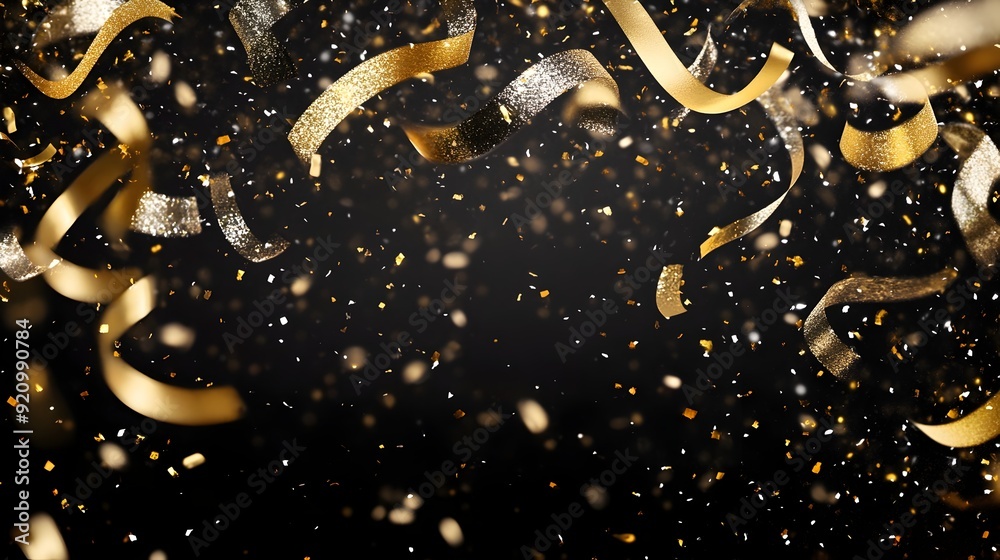 Canvas Prints Vibrant of Golden Confetti and Sparkles on Dark Background