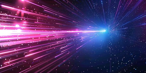 Naklejka premium Abstract background with pink and blue lights streaking across a dark blue background.