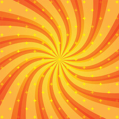 Sun ray vector abstract illustration. Retro and vintage summer yellow orange design