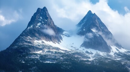Majestic Mountain Peaks with Snowy Summits