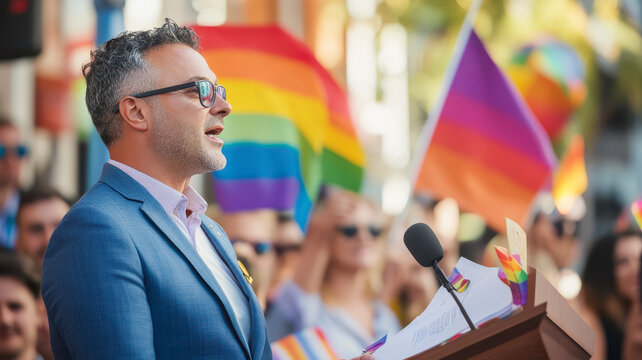 Politicians speaking at LGBQ event