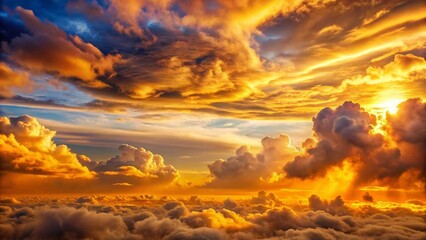 Obraz premium Celestial Flight: A Symphony of Golden Hues AI Generated