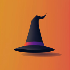 Fototapeta premium witch hat illustration on orange background