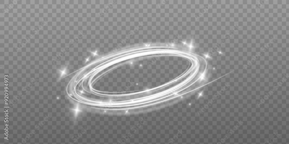 Poster dynamic white spiral, vortex or blizzard. sparkling light effect on transparent background.