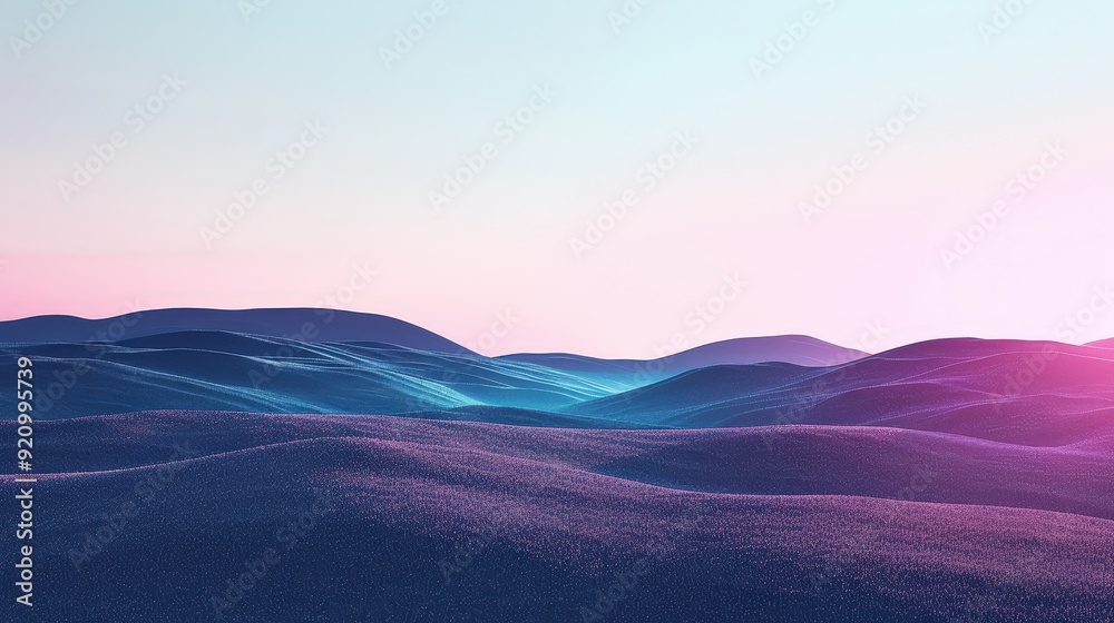 Sticker purple and blue hills at sunset