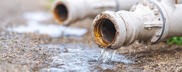 Damaged household water pipe, water streaming from cracks, highlighting the need for immediate plumbing services