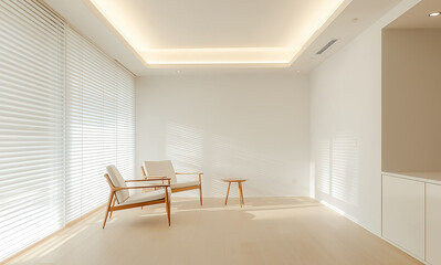 Fototapeta premium a room with a chair and a chair in the corner